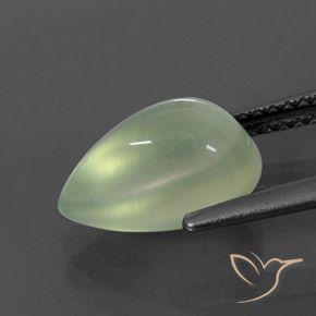 Prehnite Pale Green  naturale da 3.32 ct, Forma a pera, Trasparente/Traslucido