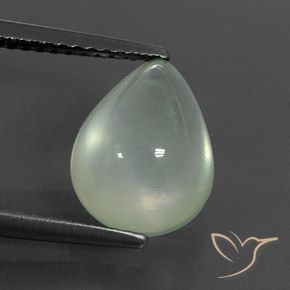 3.48ct Naturale Verde chiaro Prehnite, Forma a pera, Trasparente/Traslucido