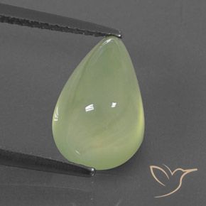 4.35ct Naturale Pale Pear Green  Prehnite, Forma a pera, Trasparente/Traslucido