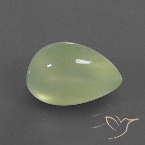 Prehnite Pale Pear Green  naturale da 4.35 ct, Forma a pera, Trasparente/Traslucido