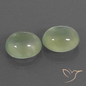 Gemme di Prehnite Pale Pear Green  naturale da 5.10 ct, Ovale, Trasparente/Traslucido
