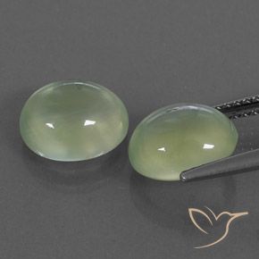 Gemme di Prehnite Pale Pear Green  naturale da 5.10 ct, Ovale, Trasparente/Traslucido
