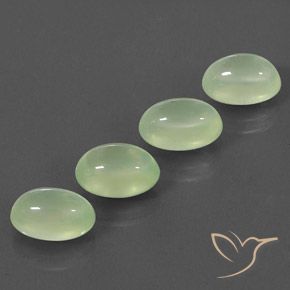 Gemme di Prehnite Pale Pear Green  naturale da 9.02 ct, Ovale, Trasparente/Traslucido