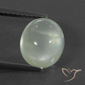 3.38ct Naturale Olive Green  Prehnite, Ovale, Trasparente/Traslucido