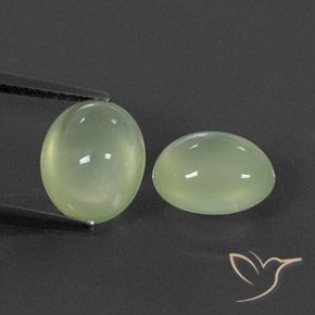 Gemme di Prehnite Pale Pear Green  naturale da 5.16 ct, Ovale, Trasparente/Traslucido