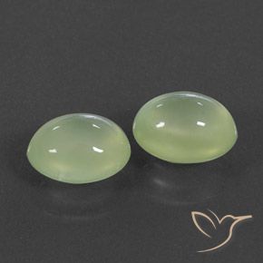 Gemme di Prehnite Pale Pear Green  naturale da 5.16 ct, Ovale, Trasparente/Traslucido