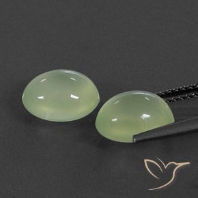 Gemme di Prehnite Pale Pear Green  naturale da 5.16 ct, Ovale, Trasparente/Traslucido
