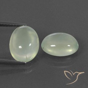 6.97ctw Naturale Verde grigiastro Prehnite, Ovale, Trasparente/Traslucido