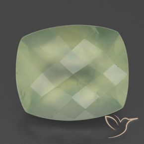 Prehnite naturale verde da 5,58 ct, taglio a cuscino, traslucido