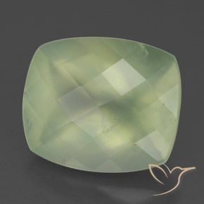 Prehnite naturale verde da 5,58 ct, taglio a cuscino, traslucido