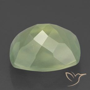 Prehnite naturale verde da 5,58 ct, taglio a cuscino, traslucido