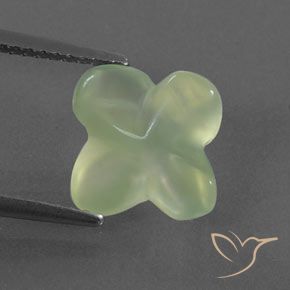 3.40ct Naturale Pale Green  Prehnite, Taglio a fiore, Trasparente/Traslucido