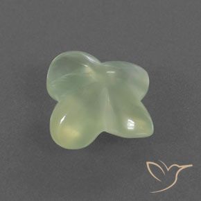 Prehnite Pale Green  naturale da 3.40 ct, Taglio a fiore, Trasparente/Traslucido