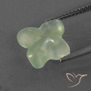 Prehnite Pale Green  naturale da 3.40 ct, Taglio a fiore, Trasparente/Traslucido