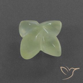 Prehnite Pale Green  naturale da 5.43 ct, Taglio a fiore, Trasparente/Traslucido