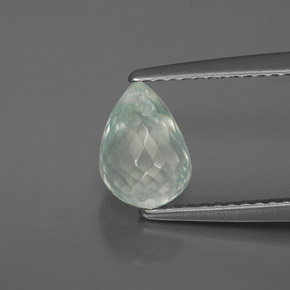 Prehnite naturale verde da 1,73 ct, briolette, trasparente