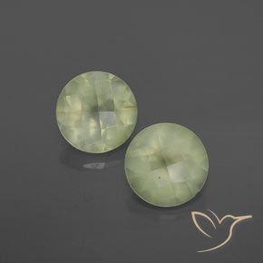 Gemme di Prehnite Verde grigiastro naturale da 3.61 ct, Rotondo, Trasparente/Traslucido