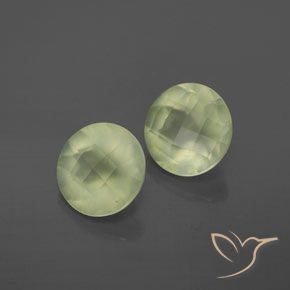 Gemme di Prehnite Verde grigiastro naturale da 3.61 ct, Rotondo, Trasparente/Traslucido