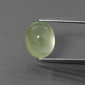 Prehnite naturale verde da 4,45 ct, taglio ovale, trasparente