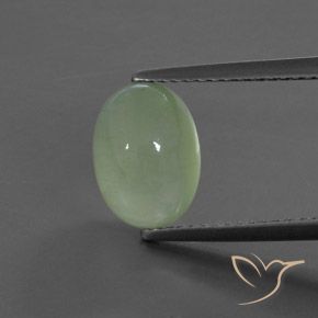 3.89ct Naturale Verde lime chiaro Prehnite, Ovale, Trasparente/Traslucido