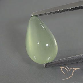 1.77ct Naturale Verde pallido Prehnite, Forma a pera, Trasparente/Traslucido