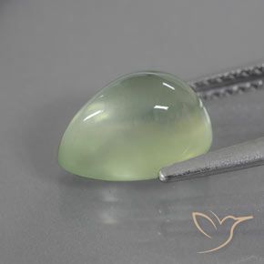 Prehnite Verde chiaro naturale da 2.95 ct, Forma a pera, Trasparente/Traslucido