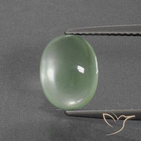 3.36ct Naturale Verde chiaro Prehnite, Ovale, Trasparente