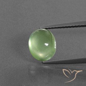 3.18ct Naturale Verde medio Prehnite, Ovale, Trasparente/Traslucido
