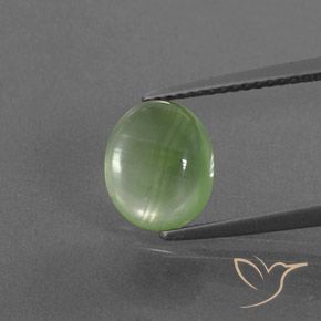 3.16ct Naturale Verde giallastro Prehnite, Ovale, Trasparente