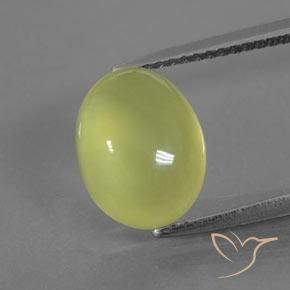 4.31ct Naturale Giallo chiaro verdastro Prehnite, Ovale, Trasparente/Traslucido