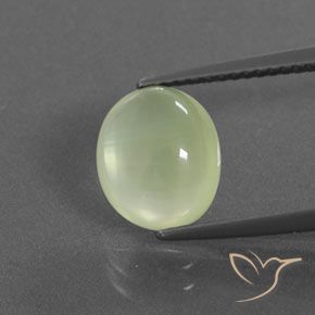 2.95ct Naturale Verde grigiastro Prehnite, Ovale, Trasparente/Traslucido