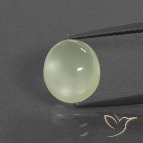 3.29ct Naturale Verde oliva Prehnite, Ovale, Trasparente/Traslucido