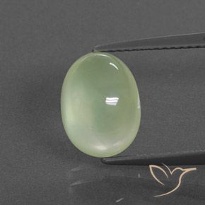 4.00ct Naturale Verde Pera Pallido Prehnite, Ovale, Trasparente/Traslucido