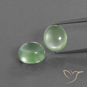 5.50ctw Naturale Verde Pera Pallido Prehnite, Ovale, Trasparente/Traslucido
