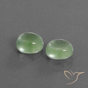 Gemme di Prehnite Verde Pera Pallido naturale da 5.50 ct, Ovale, Trasparente/Traslucido