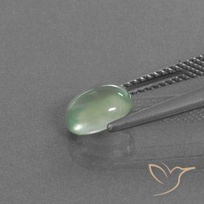 Prehnite Verde giallastro pallido naturale da 1.61 ct, Ovale, Trasparente