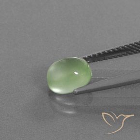 Prehnite Verde Pera Pallido naturale da 1.76 ct, Ovale, Trasparente/Traslucido
