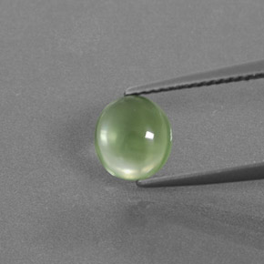 Prehnite naturale verde da 1,35 ct, taglio ovale, trasparente