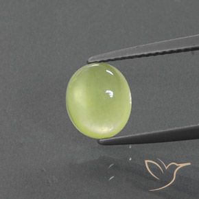 2.00ct Naturale Giallo chiaro Prehnite, Ovale, Trasparente/Traslucido
