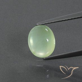2.24ct Naturale Verde giallastro pallido Prehnite, Ovale, Trasparente/Traslucido