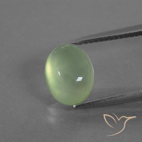 3.45ct Naturale Verde Pera Pallido Prehnite, Ovale, Trasparente/Traslucido