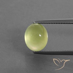 3.66ct Naturale Giallo chiaro Prehnite, Ovale, Trasparente/Traslucido