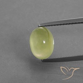 3.39ct Naturale Giallo chiaro Prehnite, Ovale, Trasparente/Traslucido