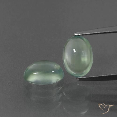 3.06ctw Naturale Menta verde Prehnite, Ovale, Trasparente