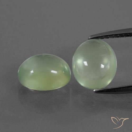 4.39ctw Naturale Verde Pera Pallido Prehnite, Ovale, Trasparente