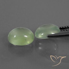 Gemme di Prehnite Verde Pera Pallido naturale da 4.39 ct, Ovale, Trasparente
