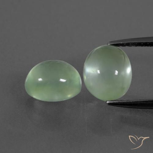 3.97ctw Naturale Verde molto chiaro Prehnite, Ovale, Trasparente