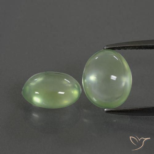 3.94ctw Naturale Verde medio Prehnite, Ovale, Trasparente