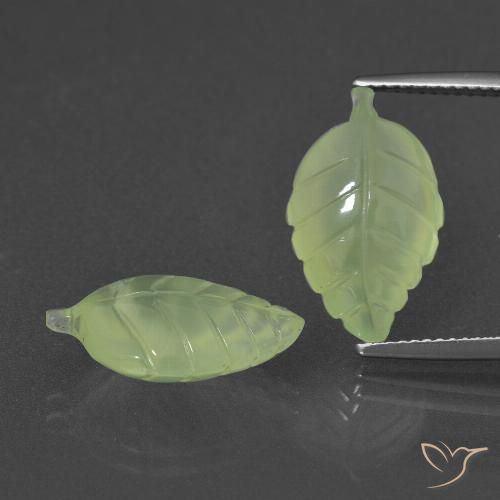12.86ctw Naturale Verde Pera Pallido Prehnite, Taglio a fantasia, Traslucido