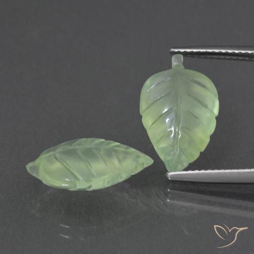 11.85ctw Naturale Verde Pera Pallido Prehnite, Taglio a fantasia, Traslucido